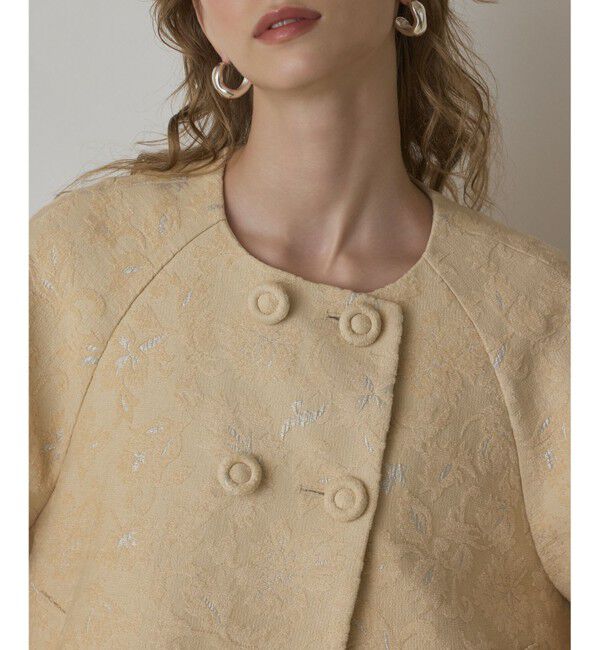 GRACE CONTINENTAL「サラサジャガードケープジャケット」|ノーカラージャケット|