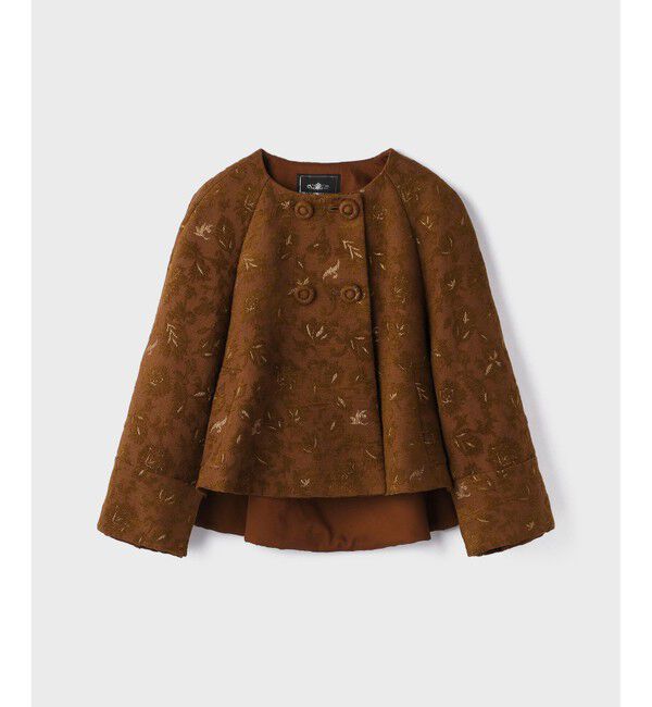 GRACE CONTINENTAL「サラサジャガードケープジャケット」|ノーカラージャケット|