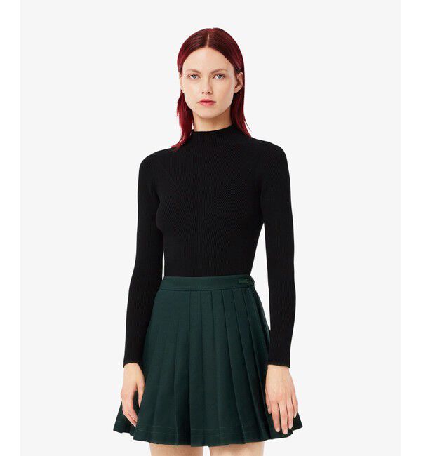 LACOSTE「シームレス 3Dニッティングハイネックセーター」|ニット・セーター|ブラック