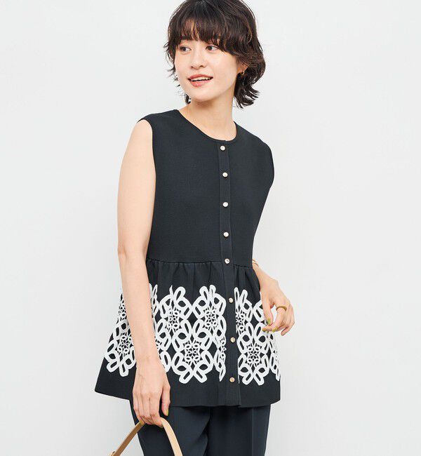 NOLLEY'S「レース付きペプラムベスト」|ベスト・ジレ|