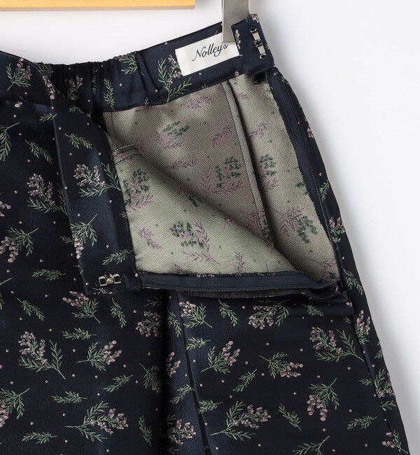 NOLLEY'S「ウォッシャブル花柄ジャガードタックスカート」|フレア|
