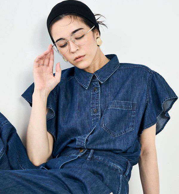 Rie Miller「【RM denim】ラッフルスリーブデニムブラウス」|シャツ・ブラウス|