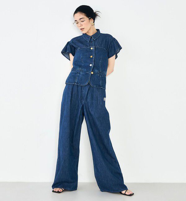 Rie Miller「【RM denim】ラッフルスリーブデニムブラウス」|シャツ・ブラウス|