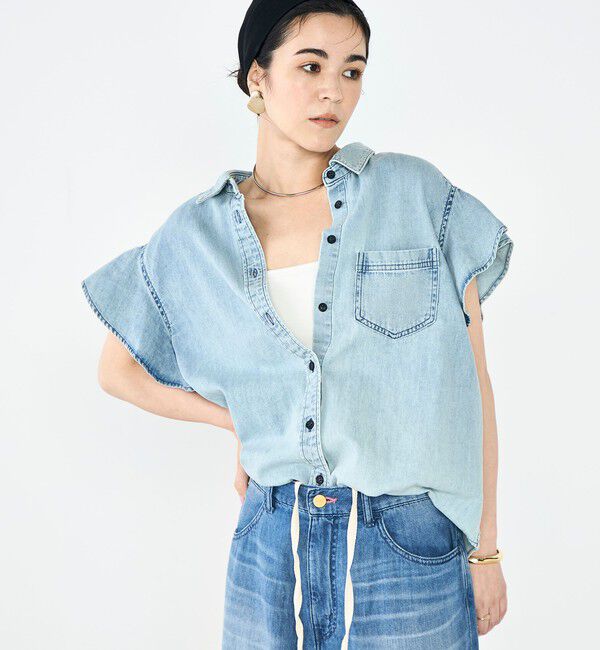 Rie Miller「【RM denim】ラッフルスリーブデニムブラウス」|シャツ・ブラウス|ネイビー系6