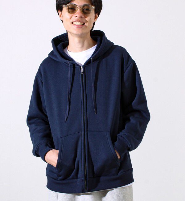 GLOSTER「【カルボアシリーズ】UNISEX ワイドジップパーカー」|パーカー|ネイビー