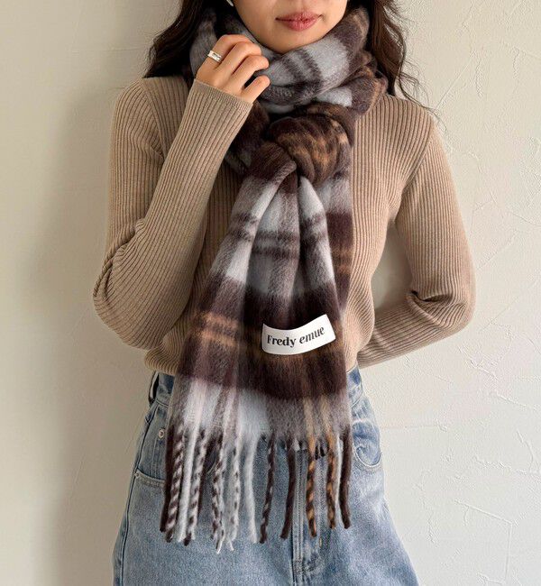 fredy emue「【秋冬の差し色に】ソフトタッチチェックマフラー 40」|マフラー|