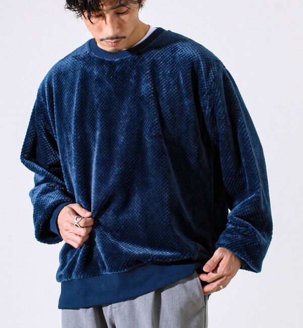 GLOSTER「【とろける暖かさ】パイナップルフリースクルーネックスウェット」|スウェット・ジャージ|ネイビー