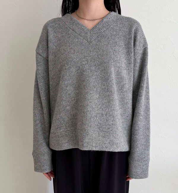 fredy emue「リブ見えニットソーVネックプルオーバー」|Tシャツ・カットソー|