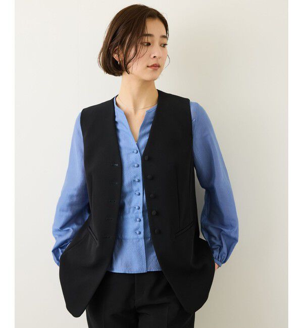 ROPE「ダブルクロスストレッチフレアジレ/接触冷感・イージーケア・セットアップ対応」|ベスト・ジレ|