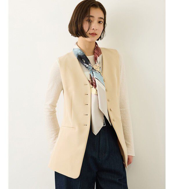 ROPE「ダブルクロスストレッチフレアジレ/接触冷感・イージーケア・セットアップ対応」|ベスト・ジレ|ベージュ(27)