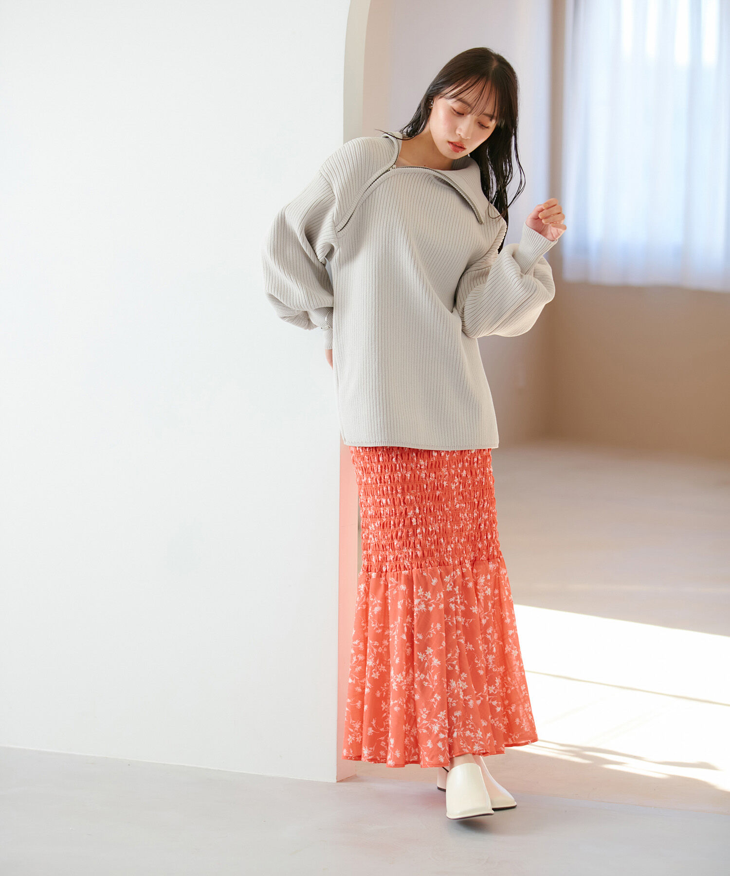 VIS「アシメファスナーニット」|ニット・セーター|