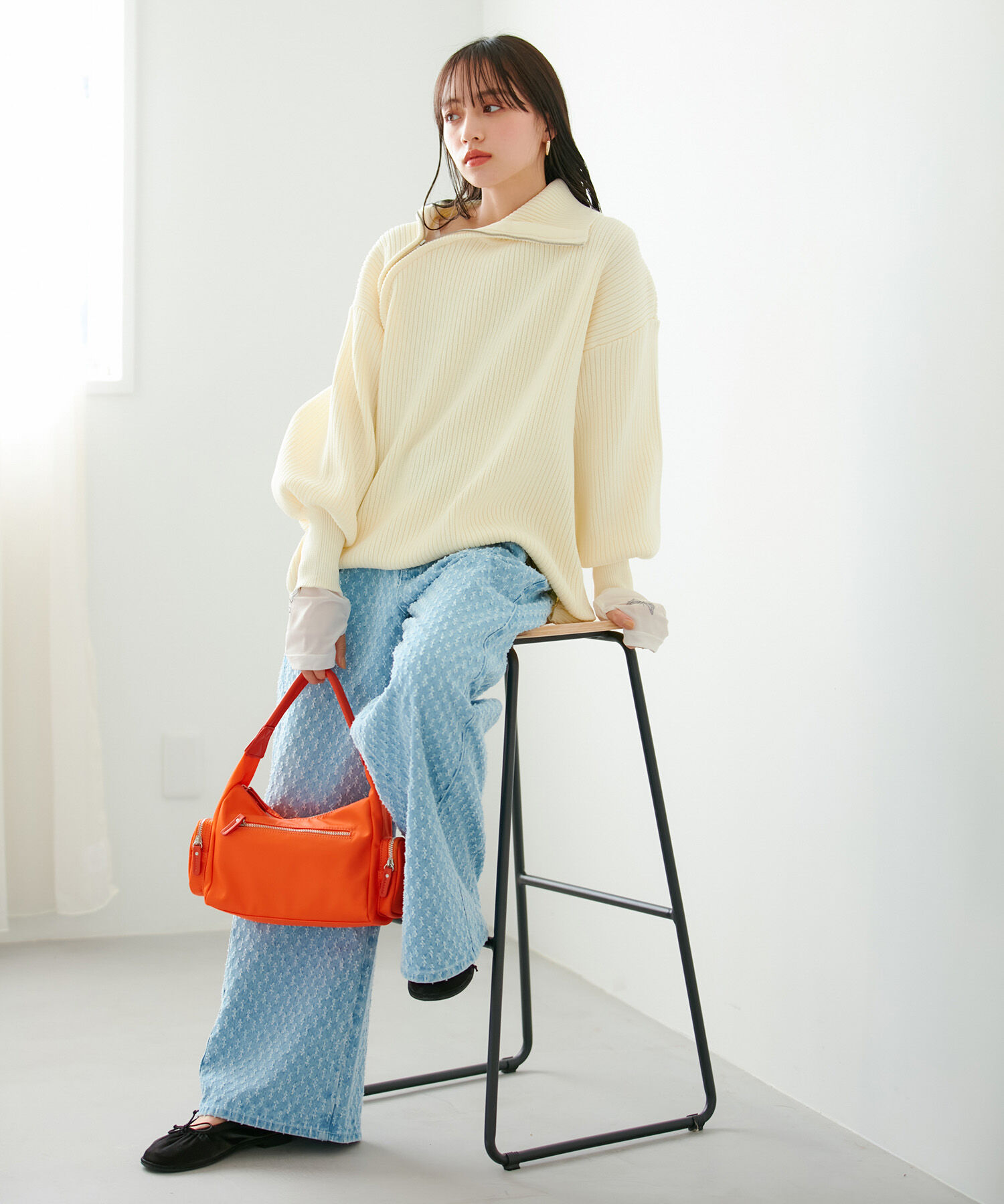 VIS「アシメファスナーニット」|ニット・セーター|