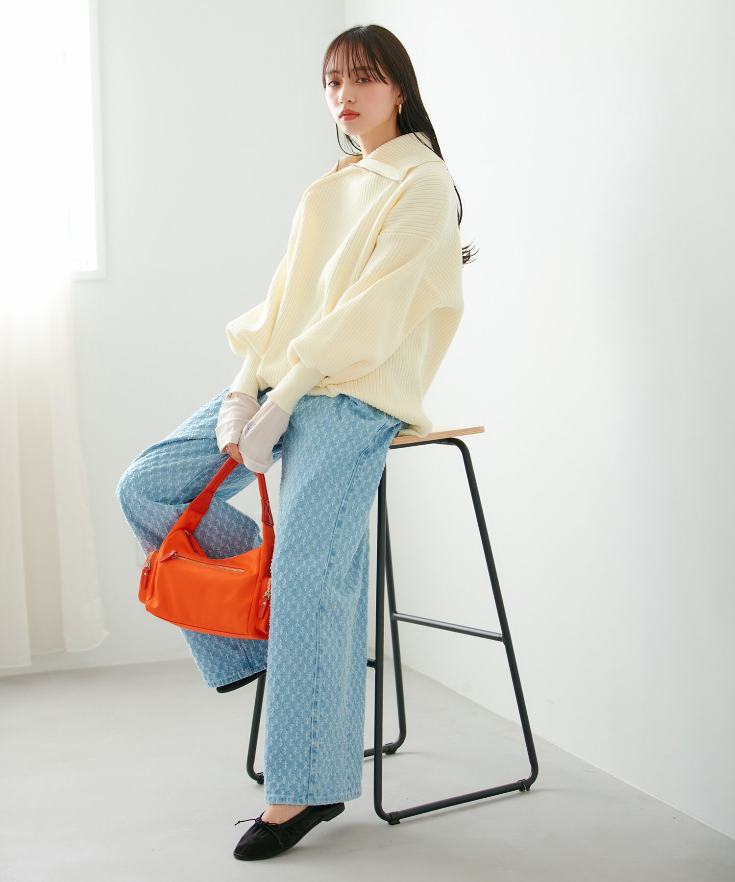 VIS「アシメファスナーニット」|ニット・セーター|