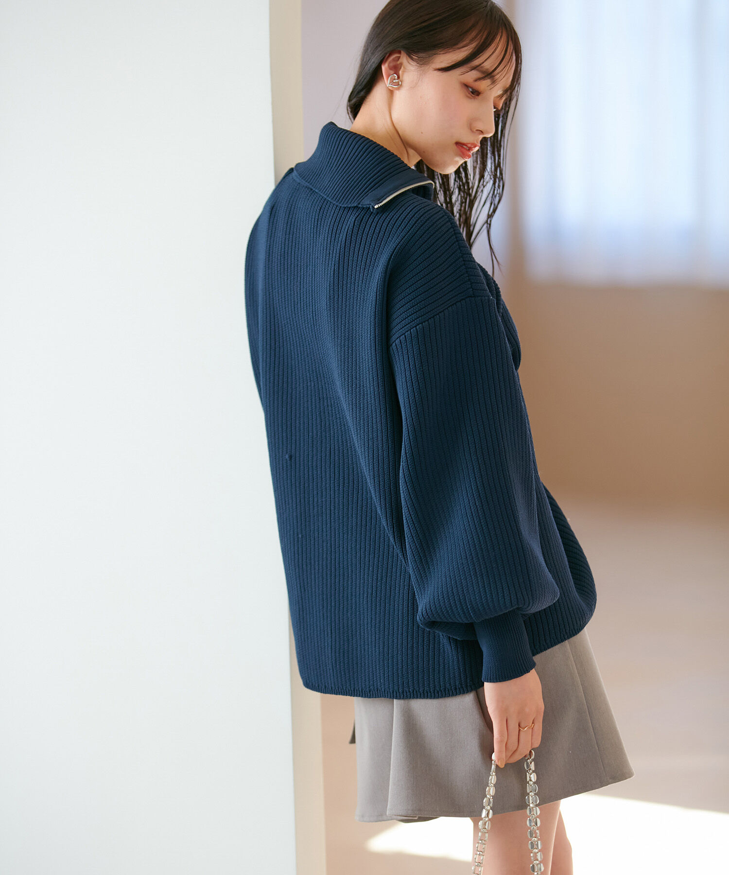 VIS「アシメファスナーニット」|ニット・セーター|