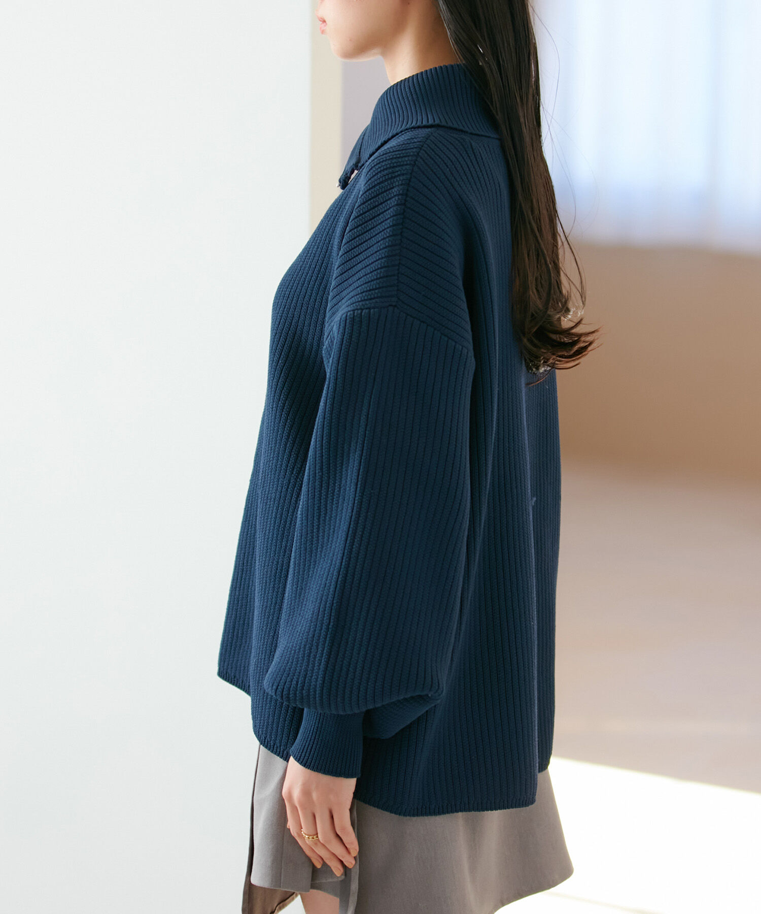 VIS「アシメファスナーニット」|ニット・セーター|