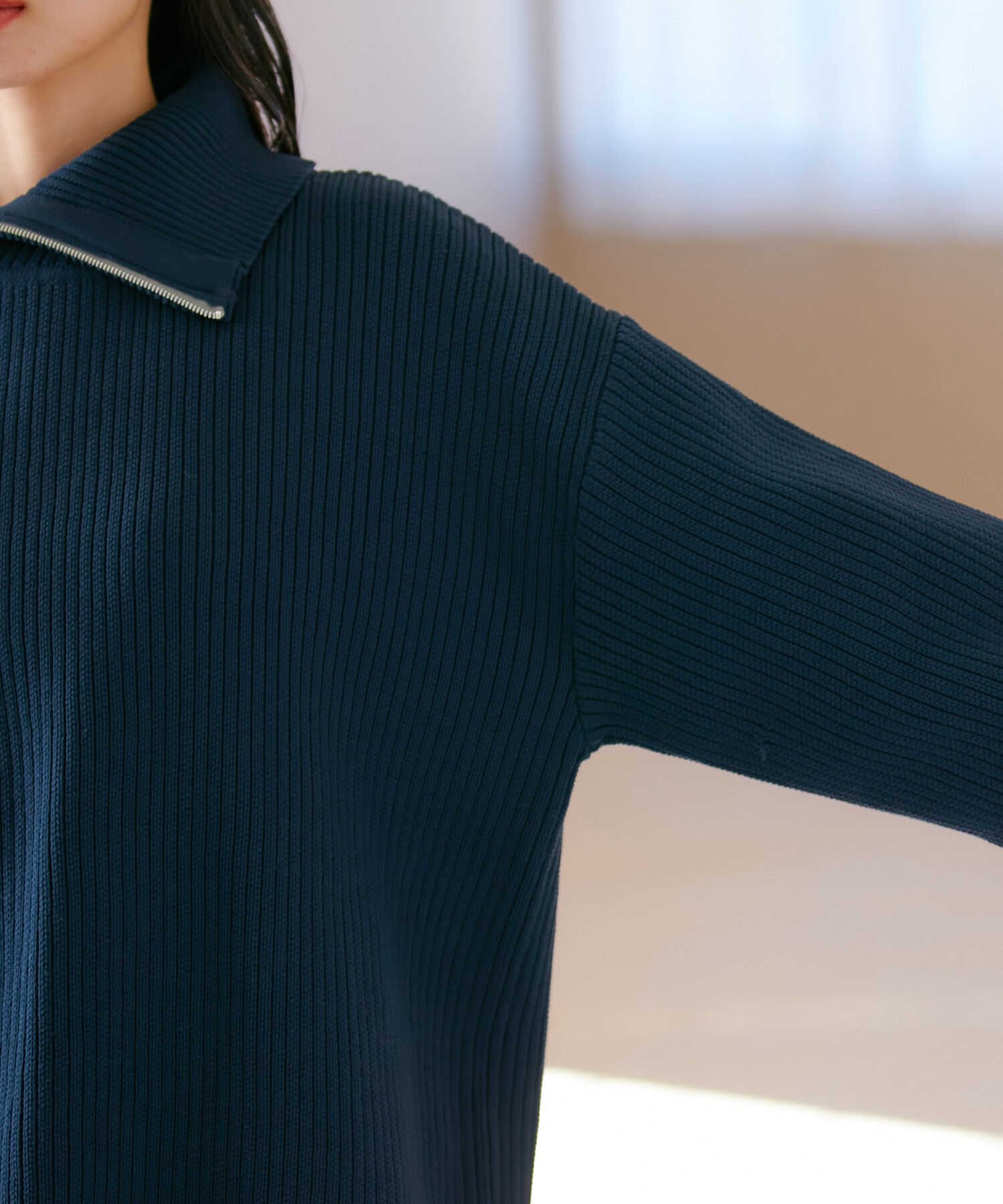 VIS「アシメファスナーニット」|ニット・セーター|