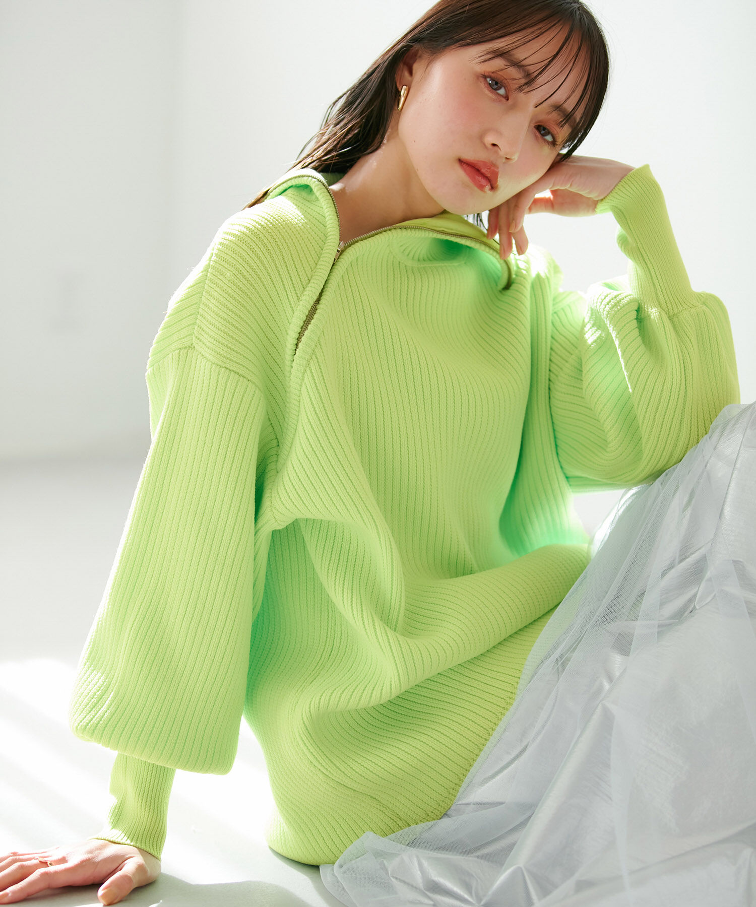 VIS「アシメファスナーニット」|ニット・セーター|