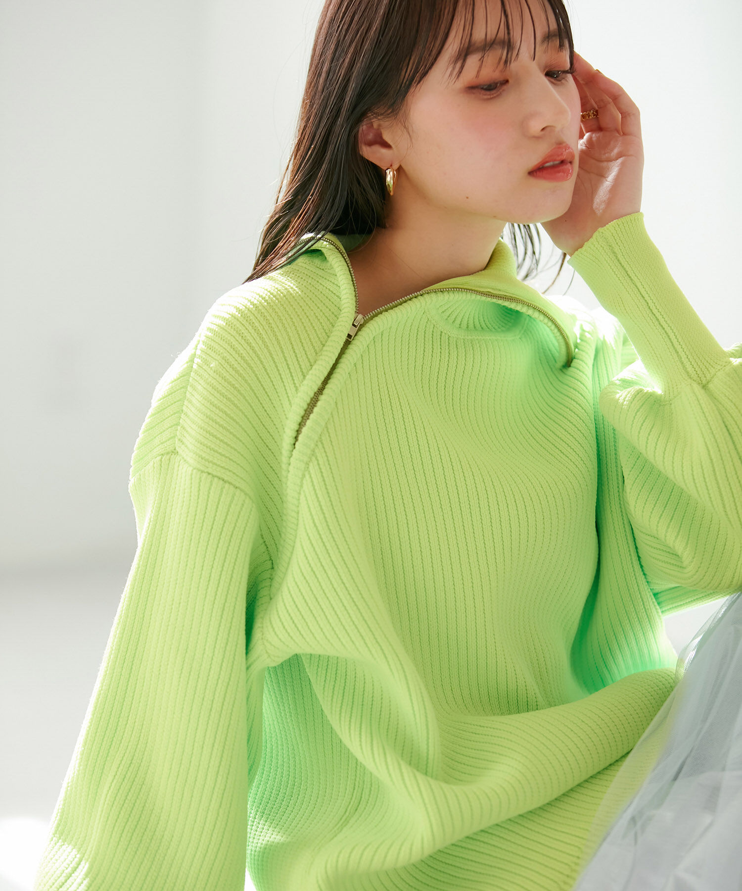 VIS「アシメファスナーニット」|ニット・セーター|