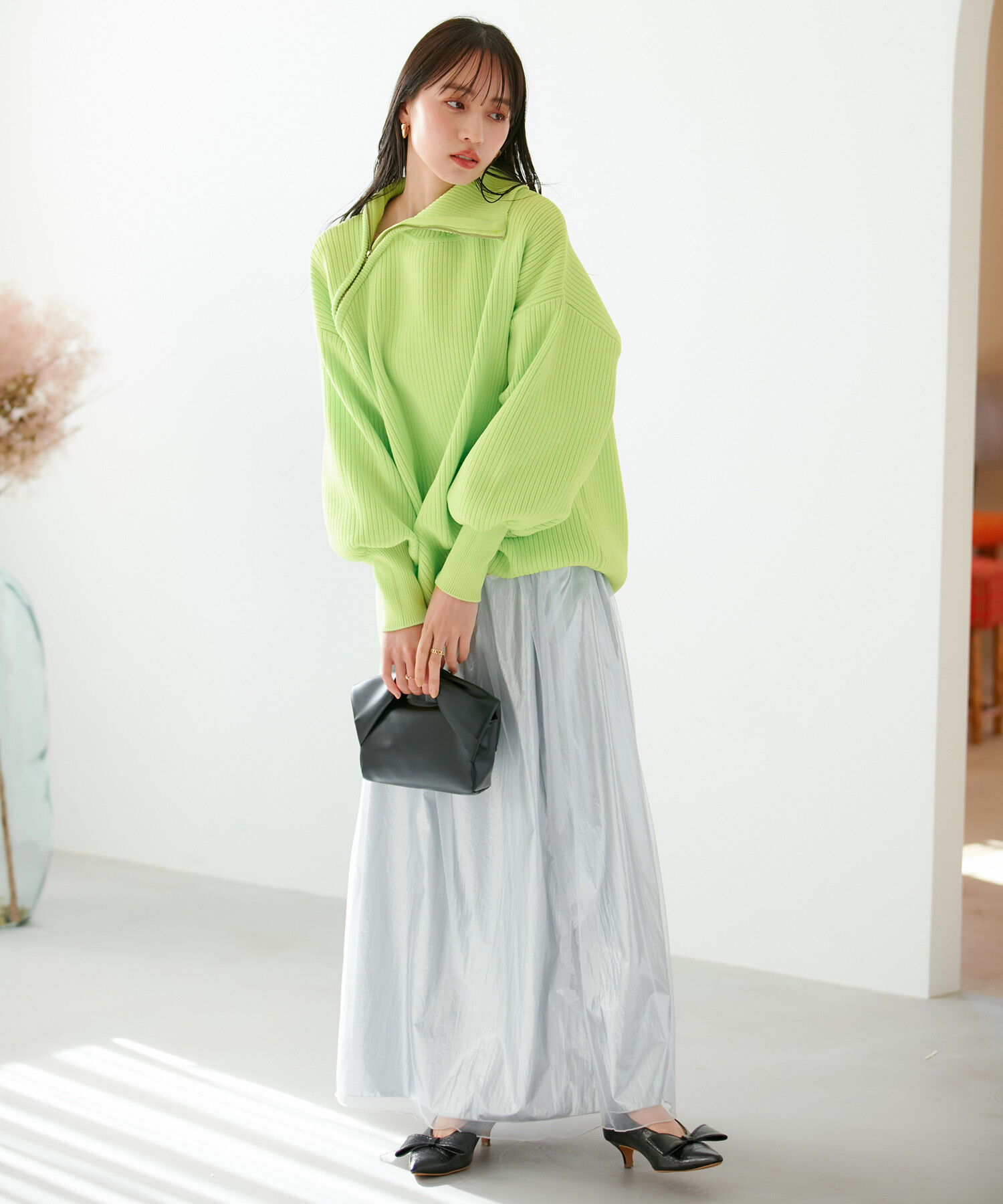 VIS「アシメファスナーニット」|ニット・セーター|