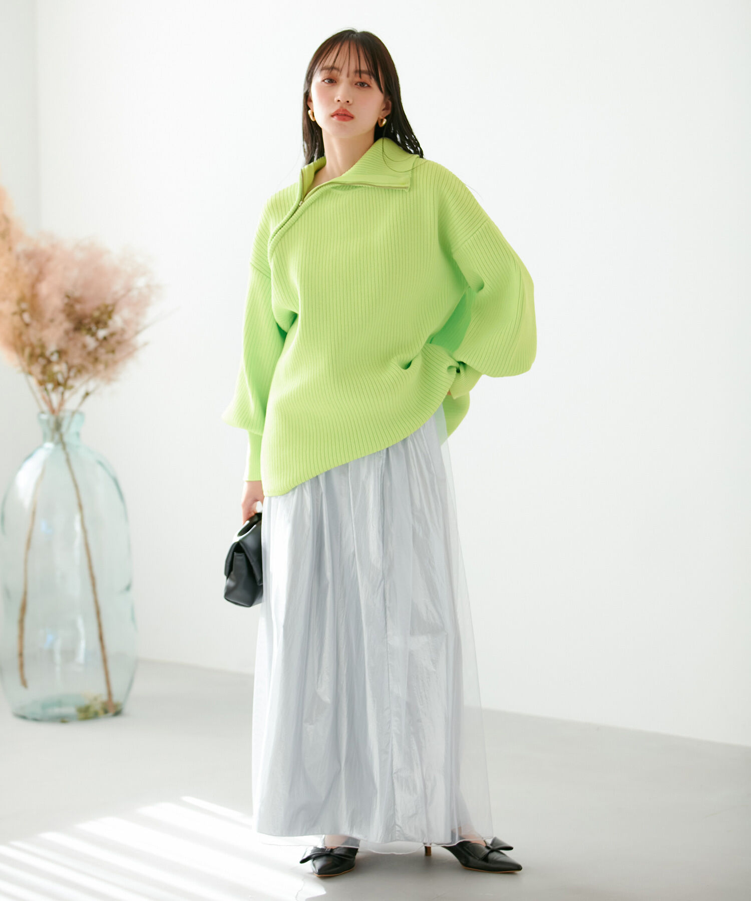 VIS「アシメファスナーニット」|ニット・セーター|