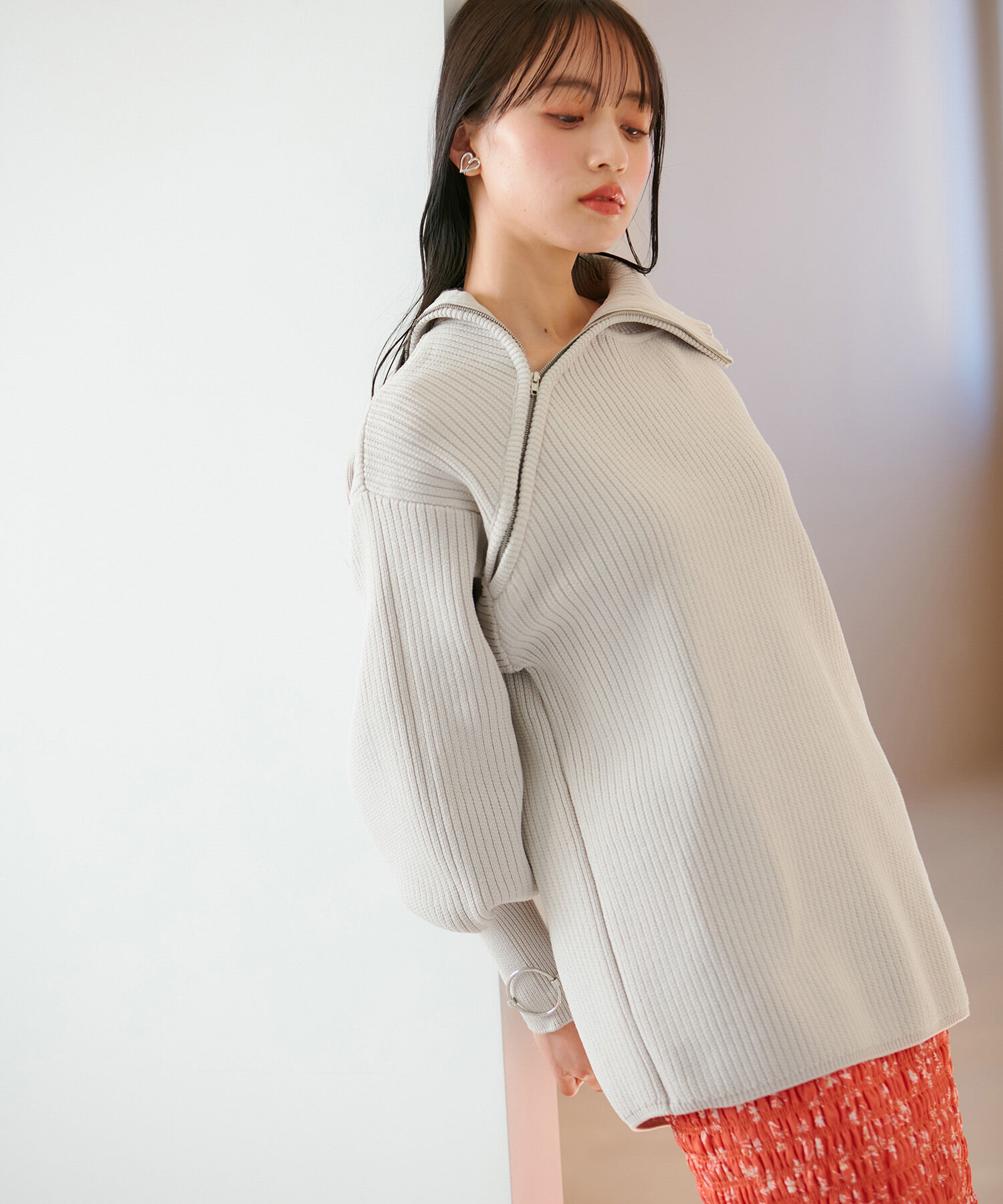 VIS「アシメファスナーニット」|ニット・セーター|