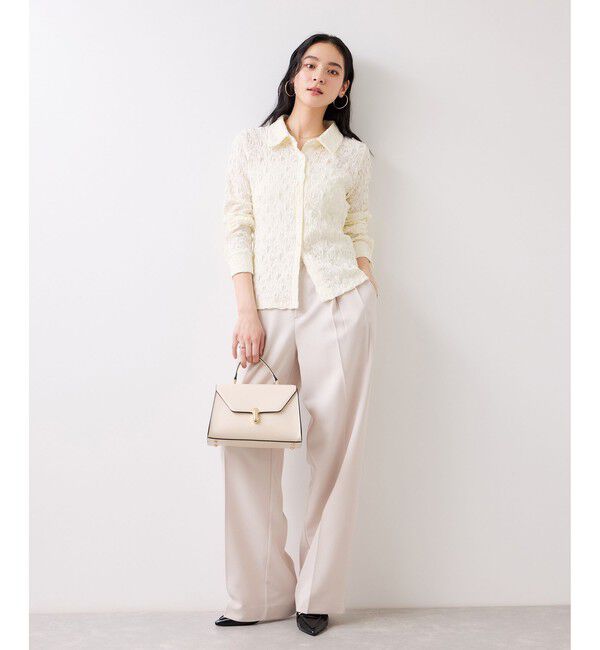 VIS「ストレッチレースジャガード衿付きカーディガン」|シャツ・ブラウス|