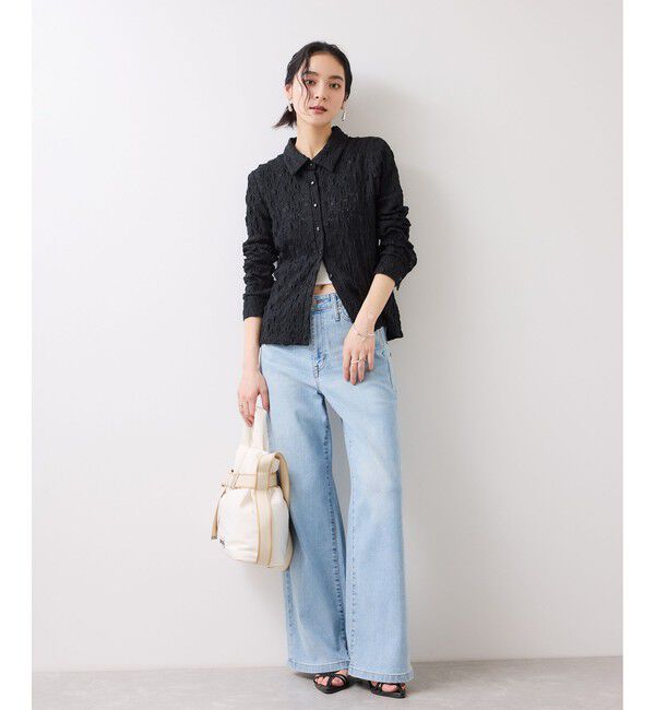 VIS「ストレッチレースジャガード衿付きカーディガン」|シャツ・ブラウス|