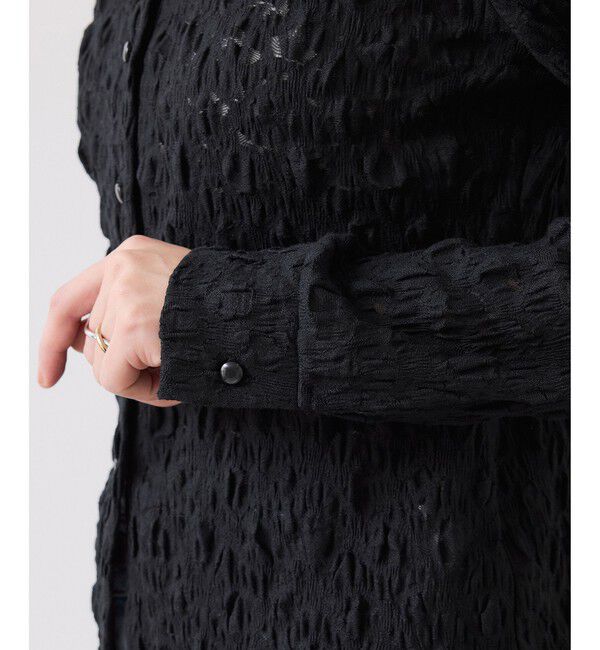 VIS「ストレッチレースジャガード衿付きカーディガン」|シャツ・ブラウス|