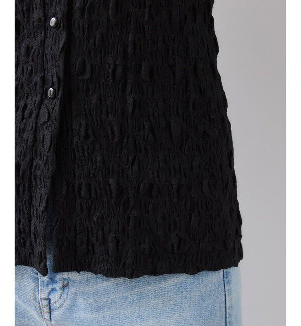 VIS「ストレッチレースジャガード衿付きカーディガン」|シャツ・ブラウス|