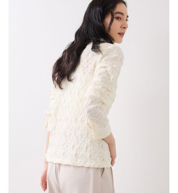 VIS「ストレッチレースジャガード衿付きカーディガン」|シャツ・ブラウス|