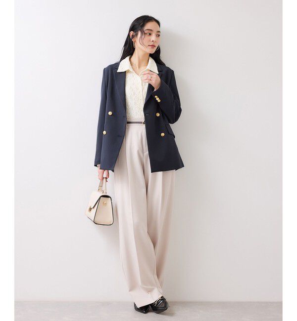 VIS「ストレッチレースジャガード衿付きカーディガン」|シャツ・ブラウス|