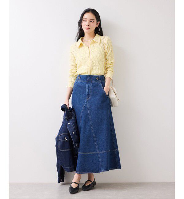 VIS「ストレッチレースジャガード衿付きカーディガン」|シャツ・ブラウス|