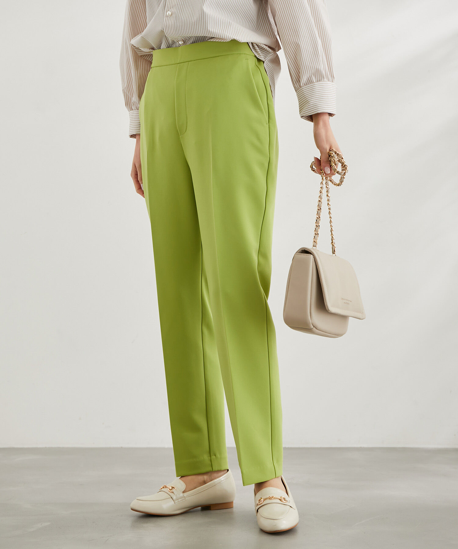 Rope&rsquo;Picnic「ラク美/スティックカラーパンツ」|スラックス|キミドリ(34)