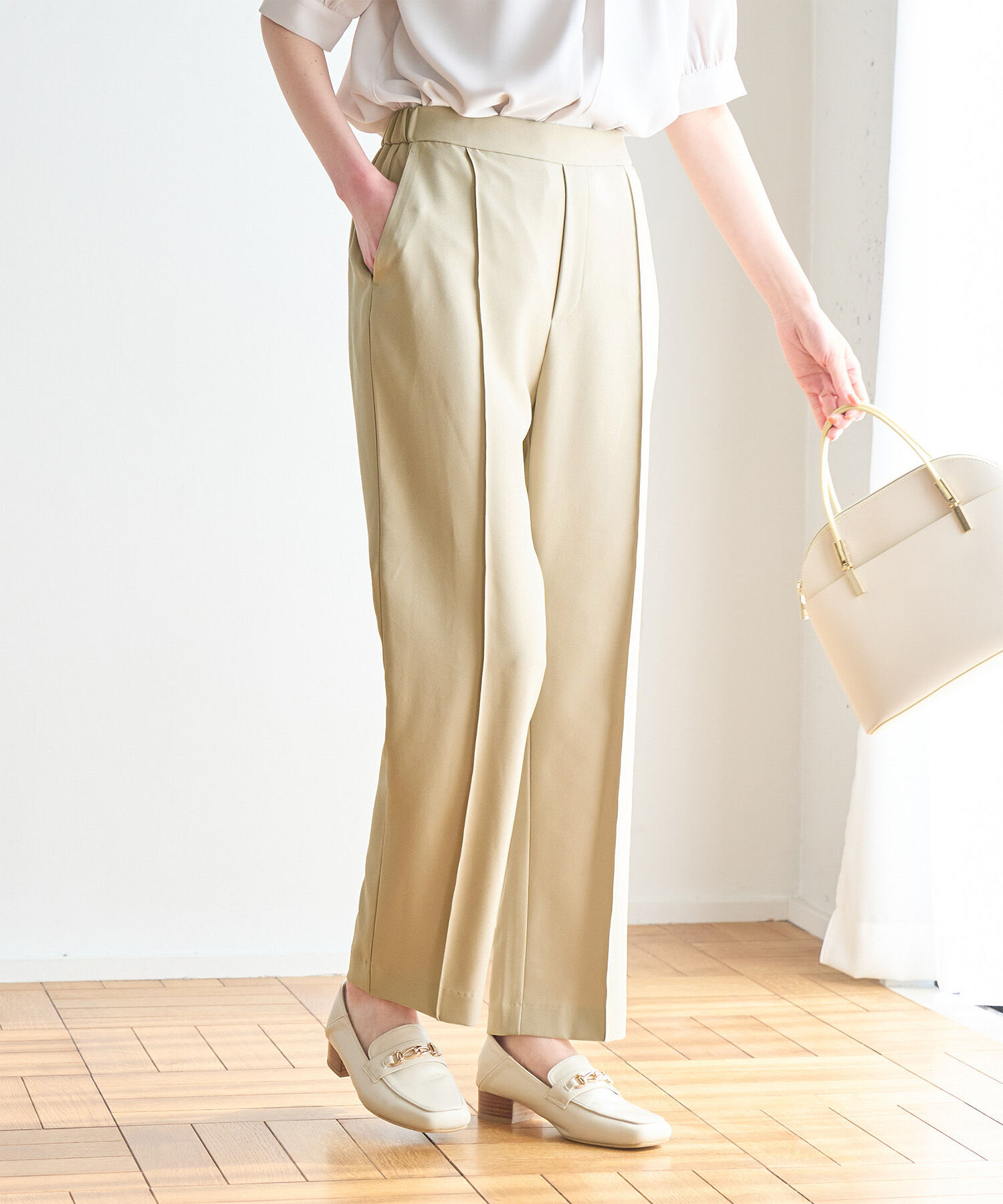 Rope&rsquo;Picnic「ラク美/スティックパンツ」|スラックス|ベージュ(27)