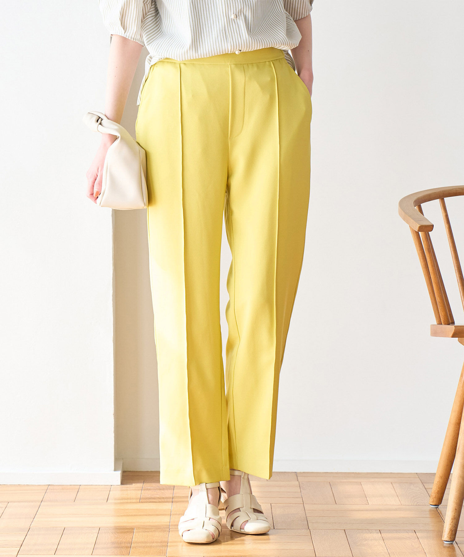 Rope&rsquo;Picnic「ラク美/スティックパンツ」|スラックス|イエロー(80)