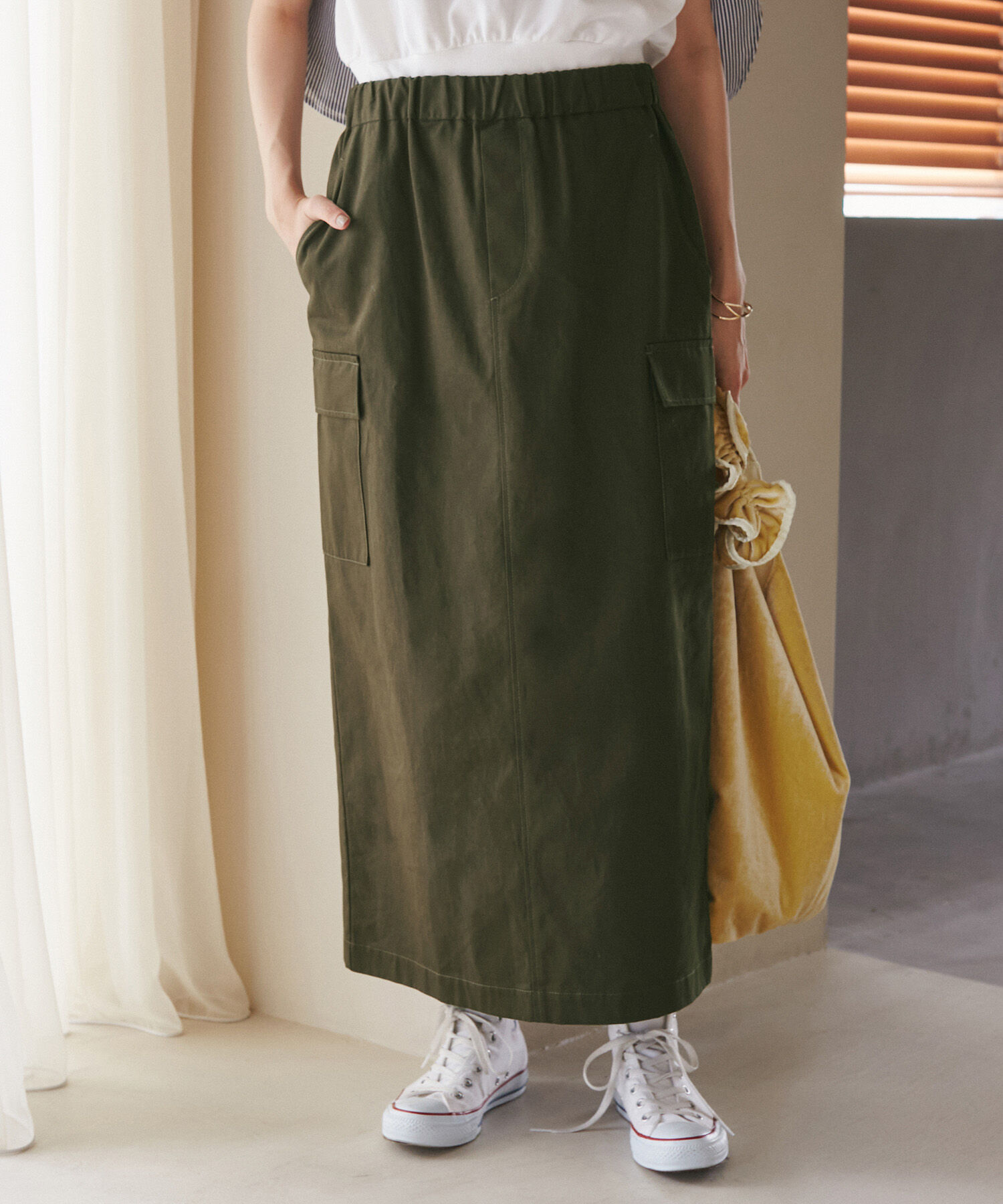 ROPE' PICNIC R「箔アソートカーゴスカート」|スカート|カーキ(36)