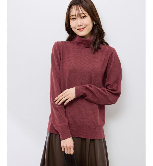 Rope&rsquo;Picnic「アンチピリング天竺タートルネックニットプルオーバー/イージーケア」|ニット・セーター|