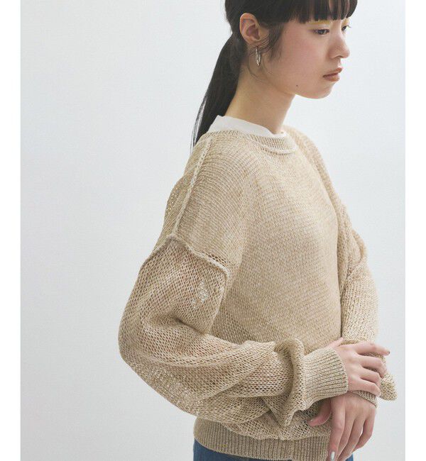 ADAM ET ROPE'「【サステナブル】ローゲージリリーニットプルオーバー」|ニット・セーター|ベージュ