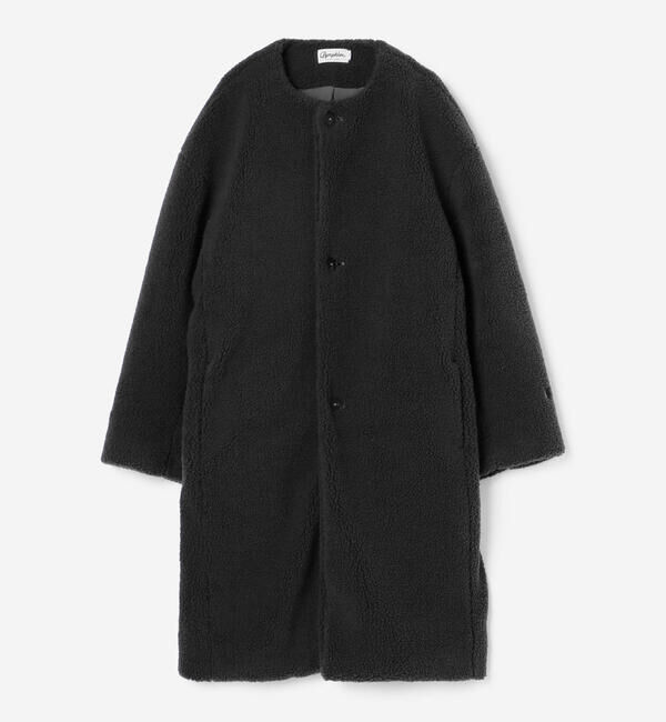 GYMPHLEX「Gymphlex | ライトボア ノーカラーコート WOMEN」|その他|CHARCOAL