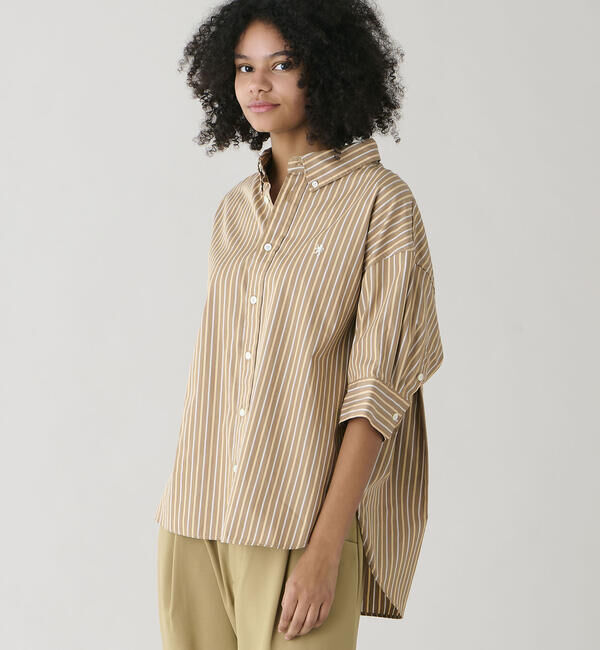 GYMPHLEX「Gymphlex | コットンタイプライター ストライプボタンダウンシャツ WOMEN」|シャツ・ブラウス|