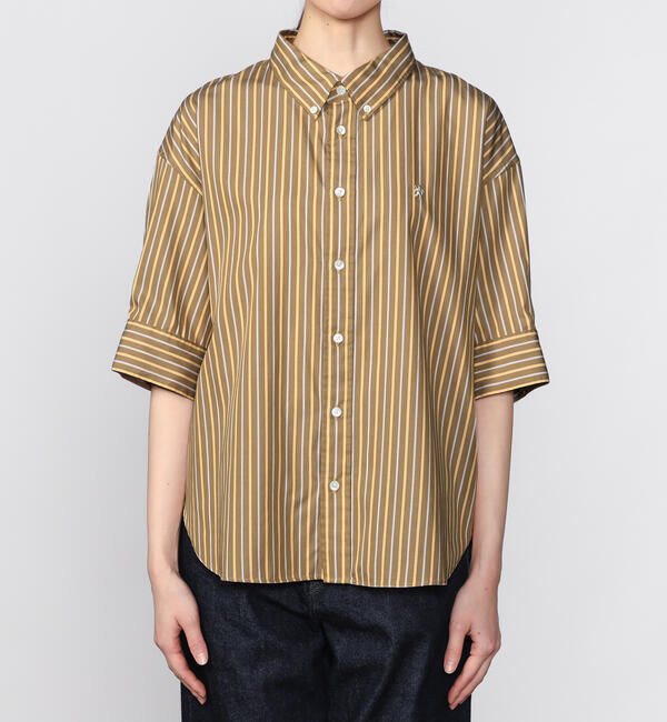 GYMPHLEX「Gymphlex | コットンタイプライター ストライプボタンダウンシャツ WOMEN」|シャツ・ブラウス|