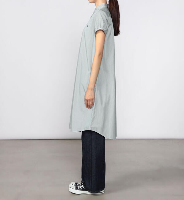  「Gymphlex | コットンストライプ フレンチスリーブシャツワンピース WOMEN」|ワンピース|