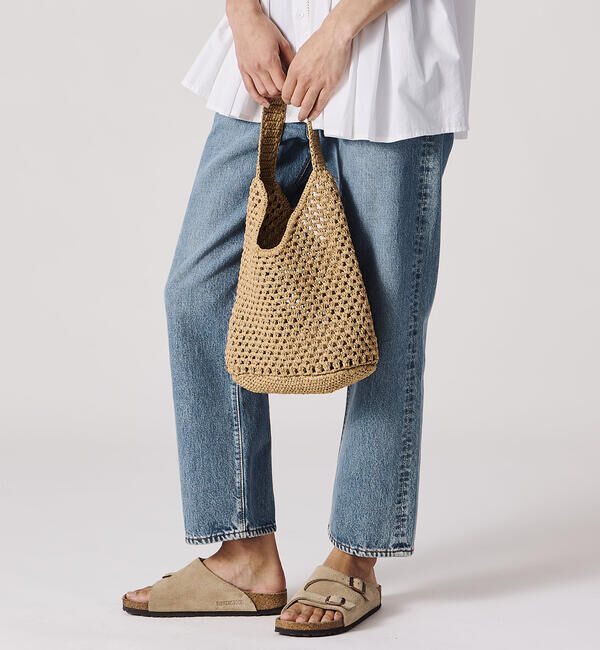  「INDIA INDUSTRY | ペーパーラフィア ショルダーバッグ WOMEN」|ショルダー・メッセンジャー|NATURAL