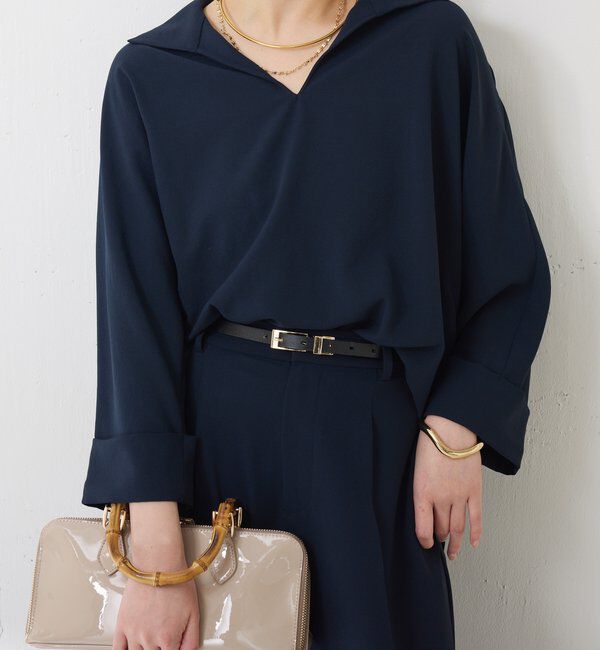  「ジャージスキッパードルマンブラウス」|シャツ・ブラウス|ネイビー