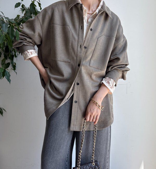  「スウェードダンボールシャツ」|シャツ・ブラウス|カーキ