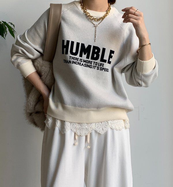  「インターシャロゴニット」|ニット・セーター|オフホワイト