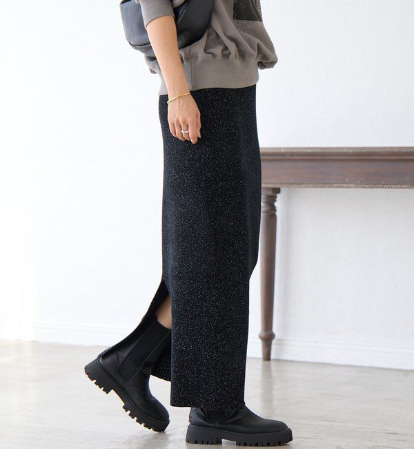  「【セットアップ対象】ラメモールニットタイトスカート」|スカート|