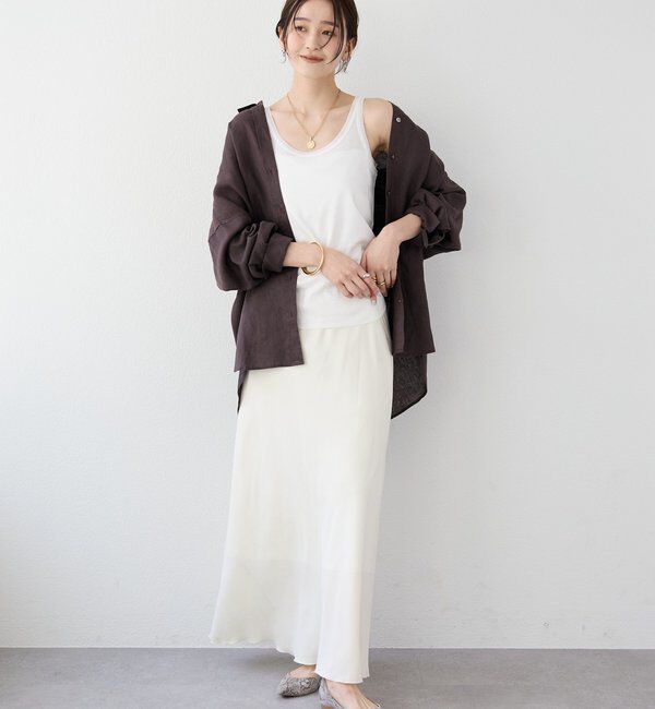  「【フェミニンなムードを演出】チュールリブタンクトップ」|キャミソール|