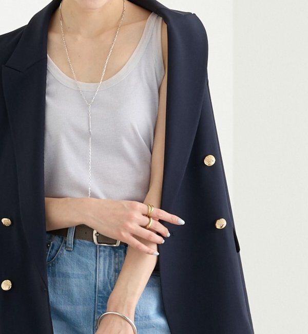  「【フェミニンなムードを演出】チュールリブタンクトップ」|キャミソール|サックスブルー