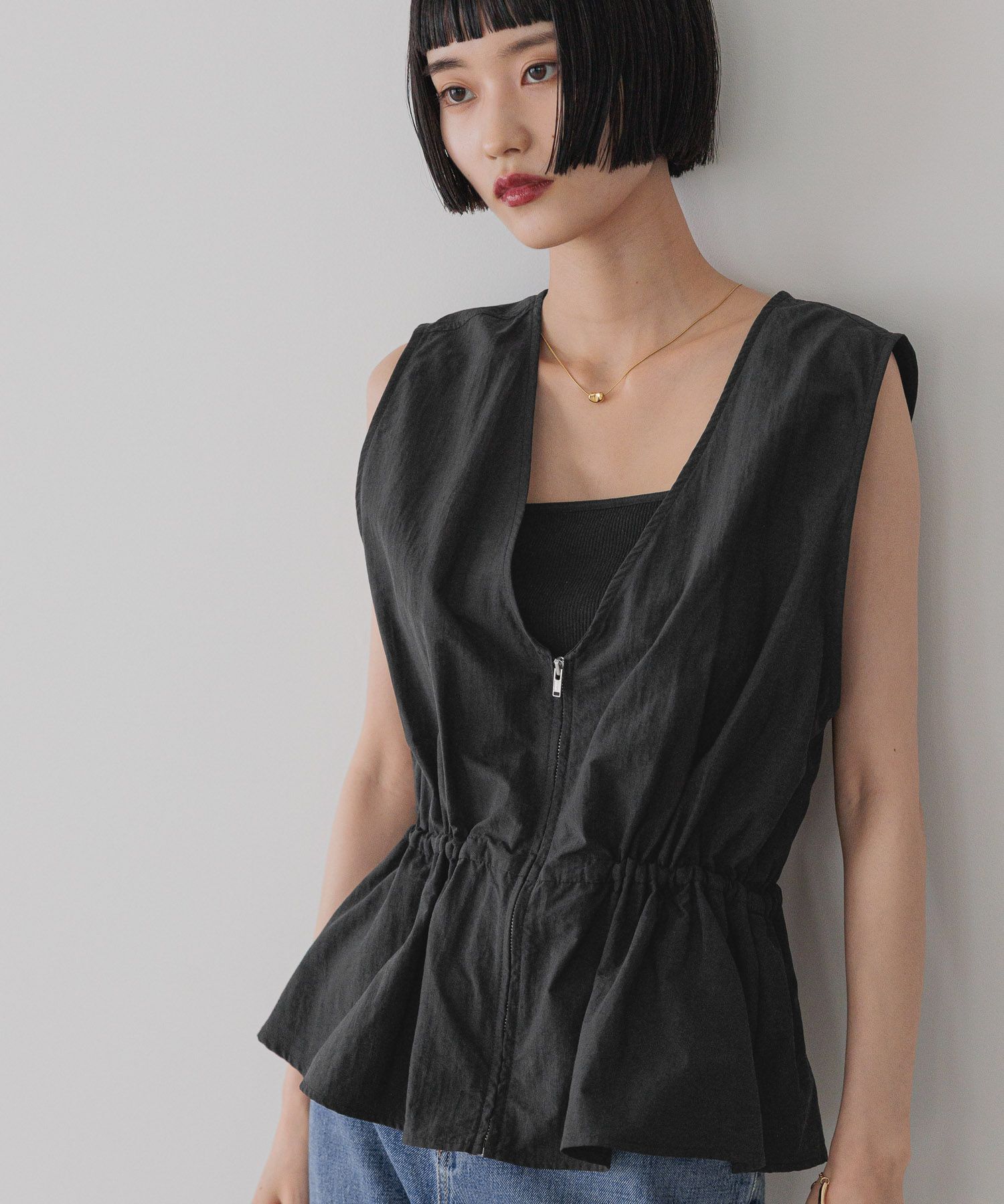 LOWRYS FARM「マルチＷＡＹフリルベスト」|ダウンベスト・ベスト|BLK